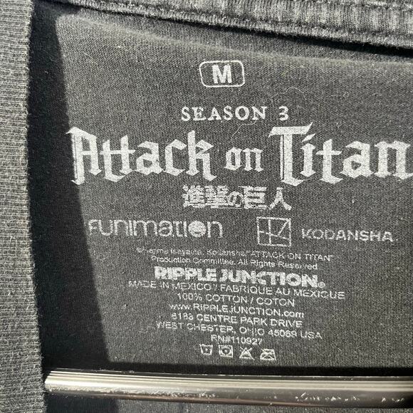 ATTACK ON TITANS Captin Levi Printed Logo Black Casual T-Shirt Mens Size Medium - Picture 3 of 7